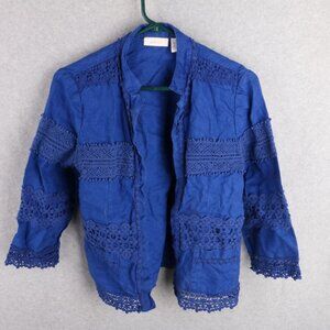 Chicos Blue Long Sleeve Jacket Dress Shirt Blouse Women's L